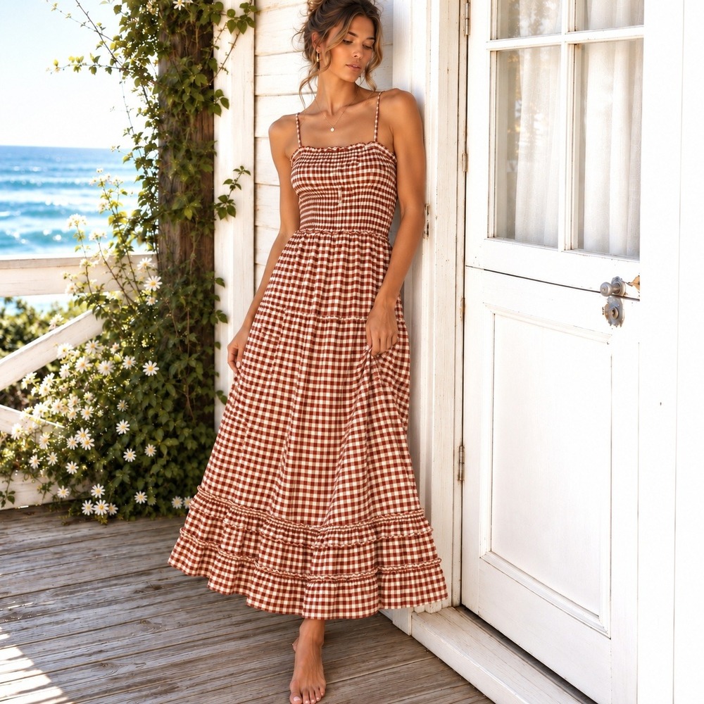 Anthropologie Sim & Sam Small Midi Dress Boho Chic Cottagecore Coastal Prairie